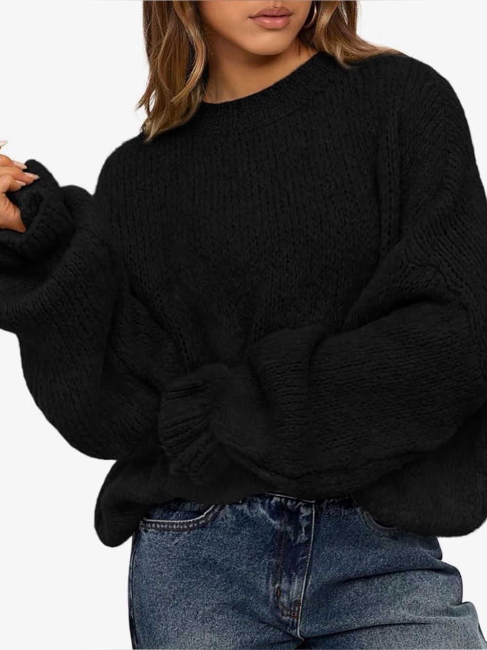 Black Oversized Knit Sweater